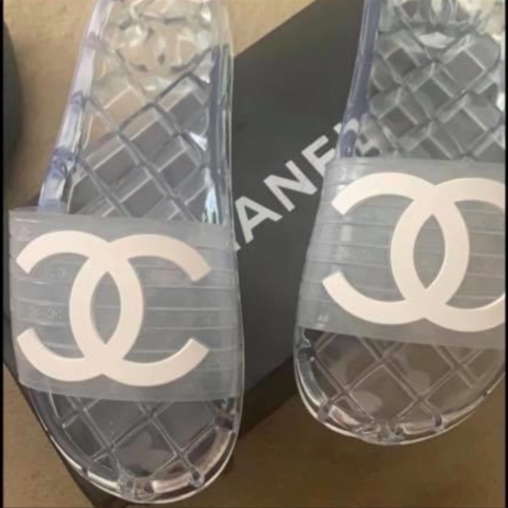 Chanel cc jelly slides